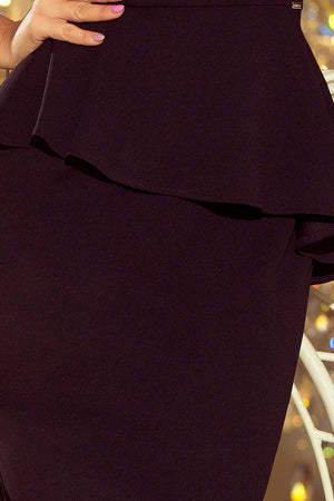 Vestido Midi Elegante com Folho - Preto