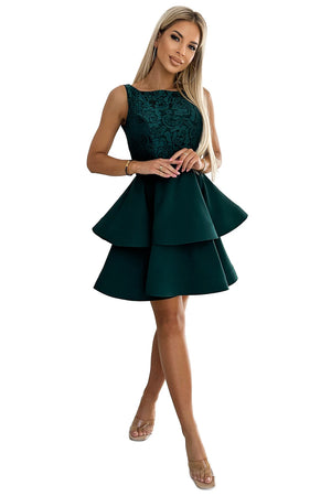 Vestido Evasé LAURA com Renda — Verde — imagem 6
