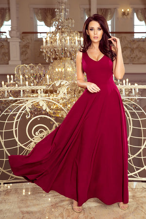 Vestido Longo CINDY com Decote - Bordô