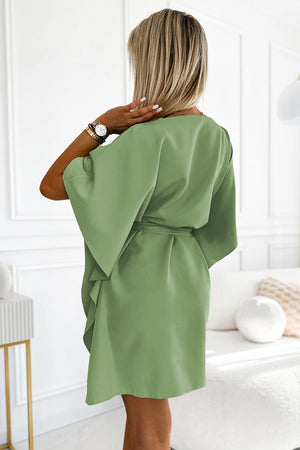 Vestido SOFIA Butterfly com Laço na Cintura - Verde Oliva