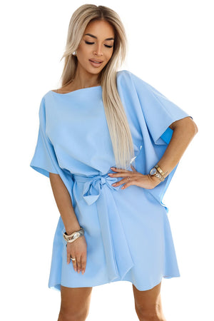 Vestido SOFIA com Laço na Cintura - Azul Pastel