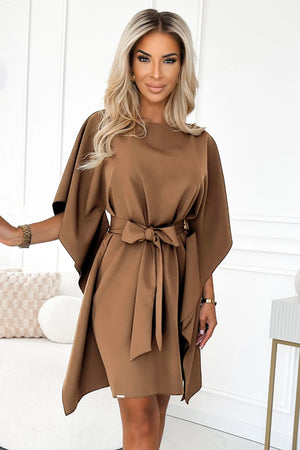 Vestido SOFIA Butterfly com Laço na Cintura - Cappuccino