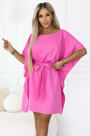 Vestido SOFIA com Laço na Cintura - Fúcsia