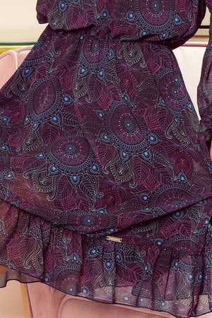 Vestido Fluido BAKARI com Decote — Mandalas Rosa e Azul — imagem 8