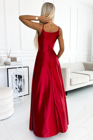 Vestido Longo de Cetim CHIARA com Alças - Vermelho