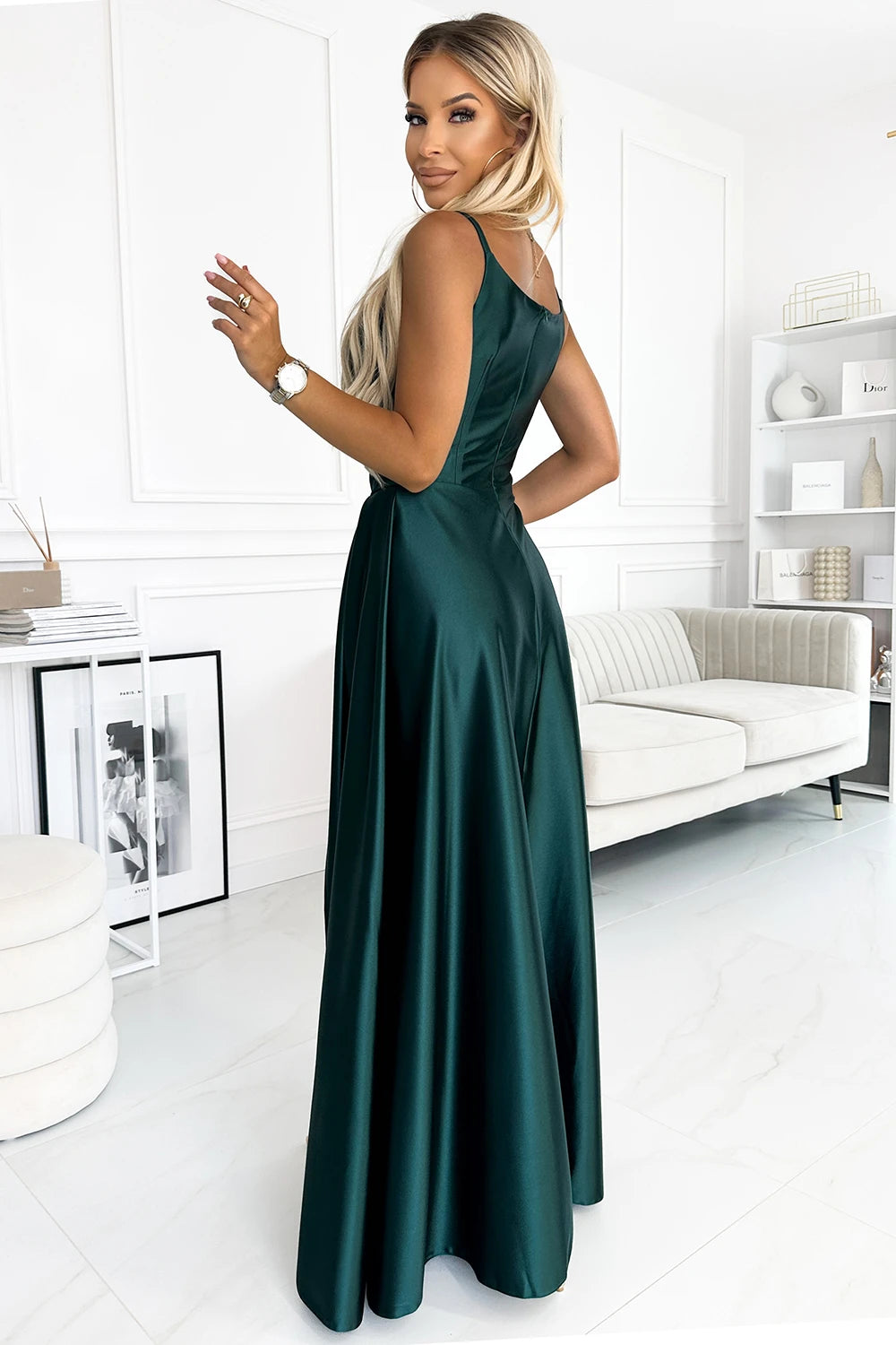 Vestido Maxi de Cetim CHIARA com Alças - Verde
