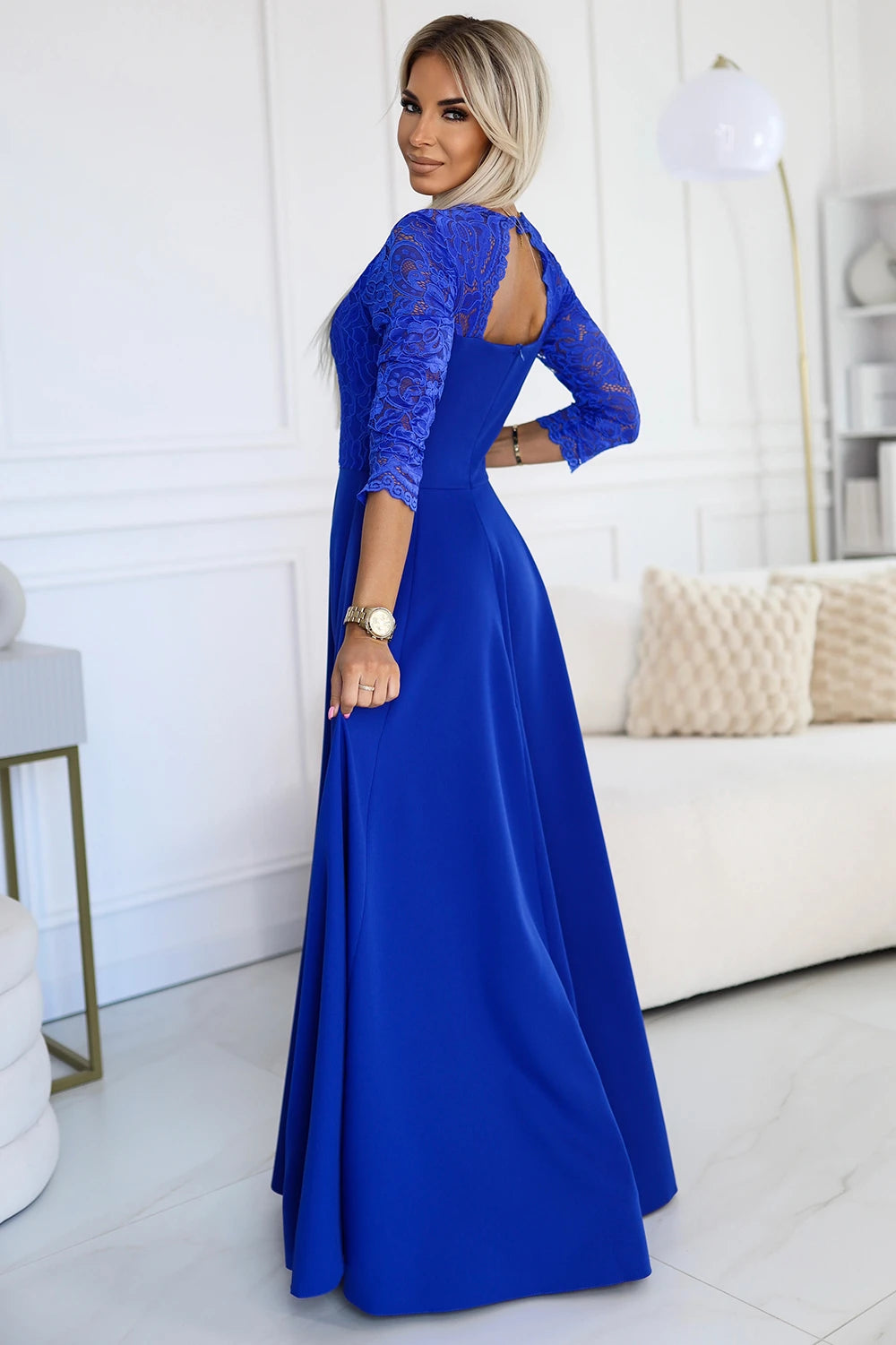 Vestido Longo de Renda AMBER - Azul Real