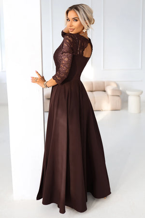 Vestido Longo de Renda - Chocolate