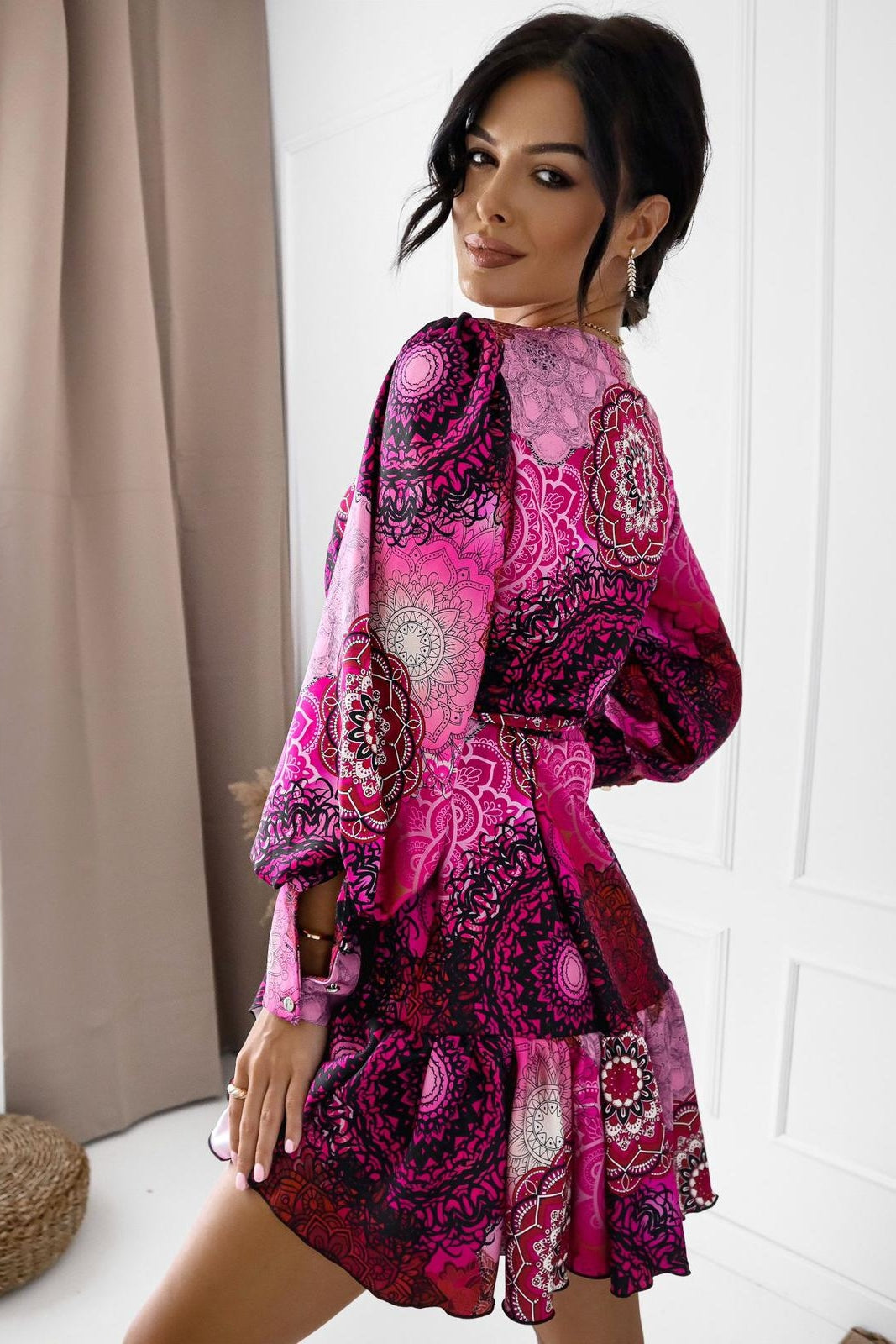 Vestido ANNA - Padrão Boho Rosa Claro