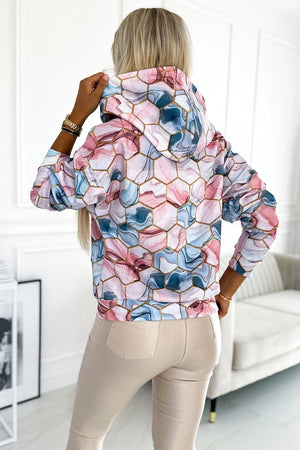 Sweatshirt KANGAROO com Capuz — Hexágonos Dourados e Mármore Rosa e Azul — imagem 3