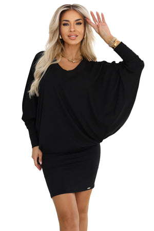 Vestido Confortável com Mangas Morcego — Preto — imagem 6