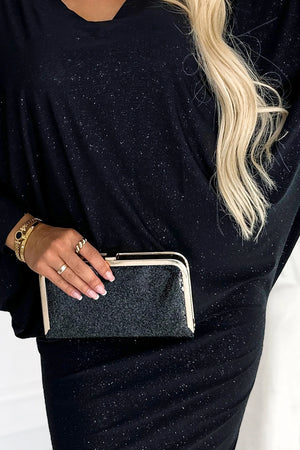 Vestido com mangas morcego e brilho — Preto — imagem 5