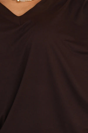 Vestido Confortável com Mangas Morcego — Chocolate — imagem 6