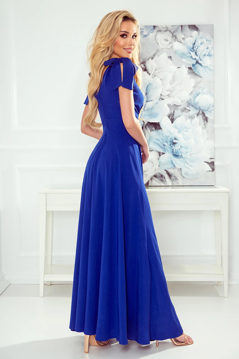 Vestido Longo ELENA com Decote e Laços nos Ombros