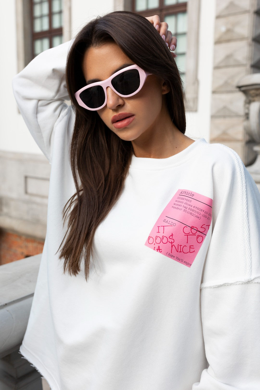 Sweatshirt Oversize com Estampa Recibo