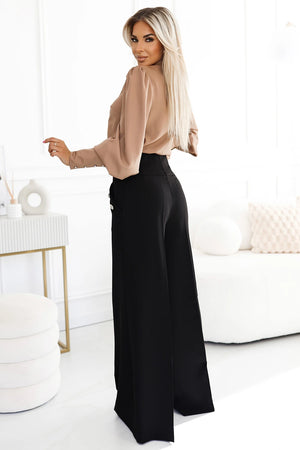 Blusa Elegante de Mangas Longas com Laço - Caramelo — imagem 10