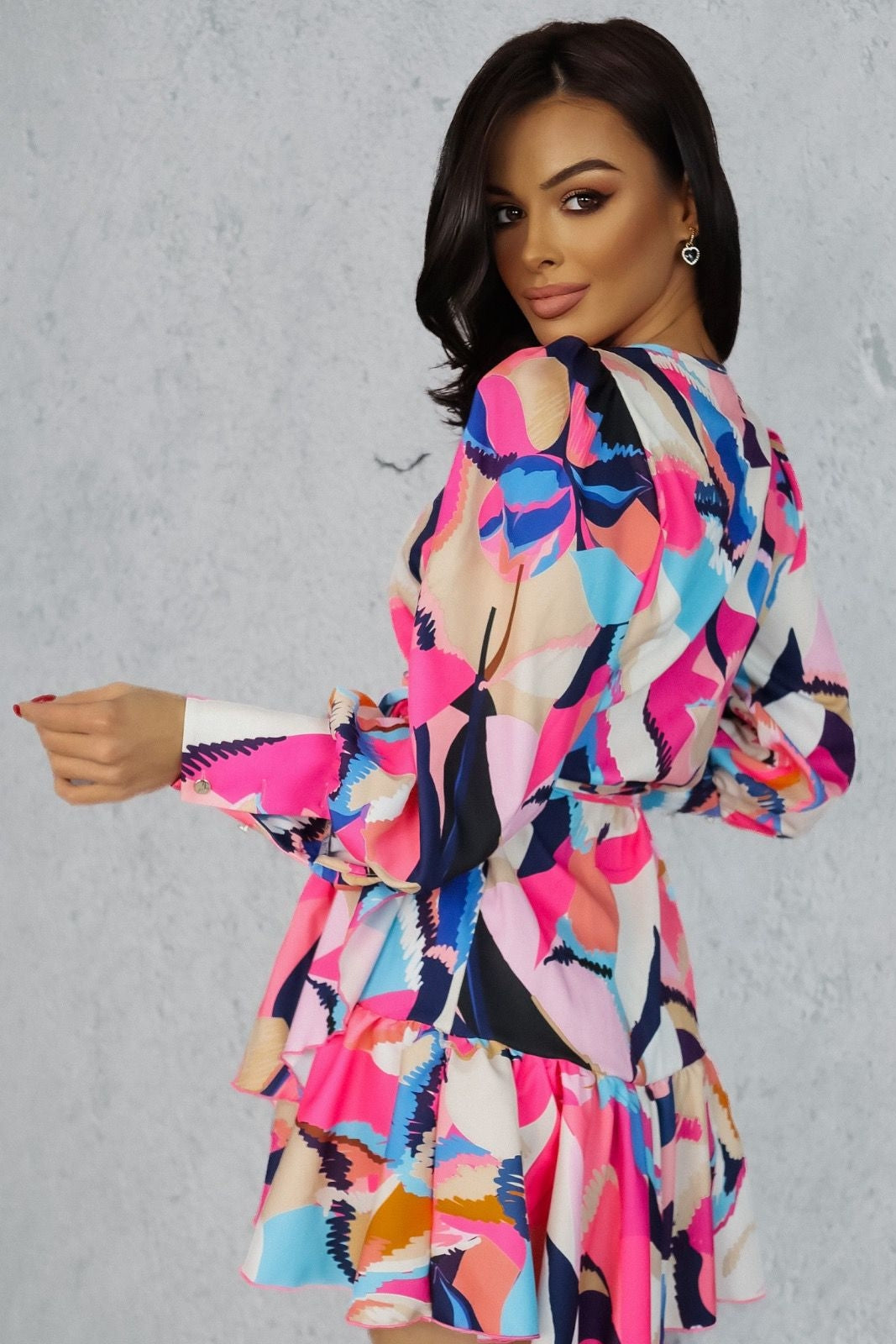 Vestido Curto ANNA - Manchas Rosa e Azul
