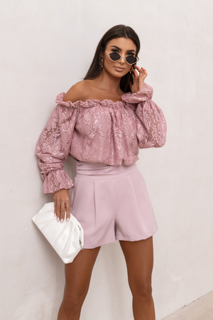 Blusa de Renda MIA com Ombros Descobertos — Rosa Velho — imagem 3