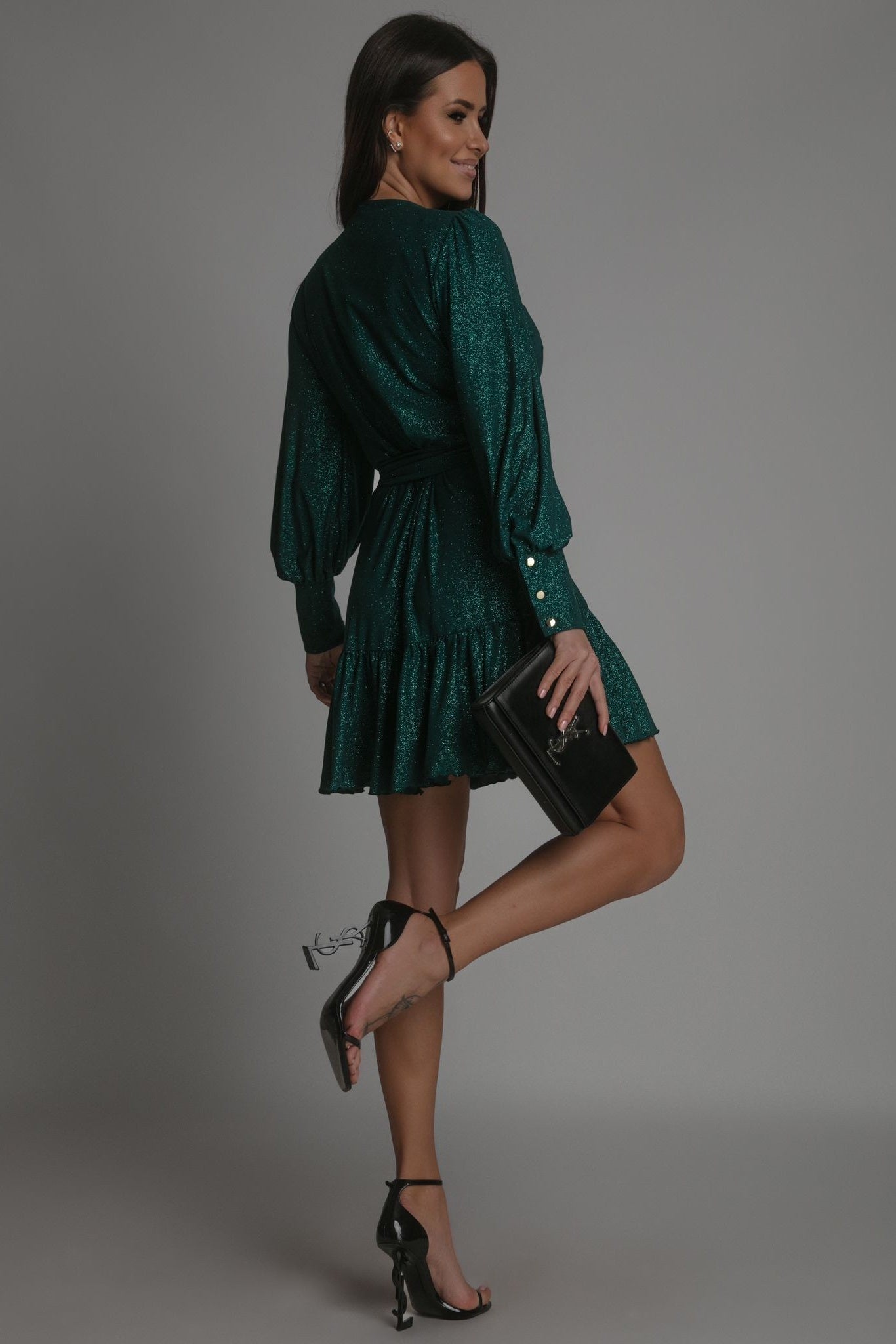Vestido ANNA com brilho natalício - Verde