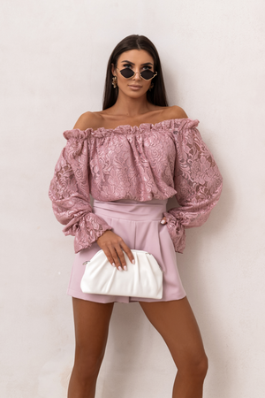 Blusa de Renda MIA com Ombros Descobertos — Rosa Velho — imagem 1