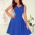 Vestido Fluido com Decote Coração - Azul Real