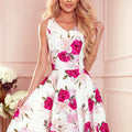Vestido Fluido com Decote Coração - Padrão de Rosas