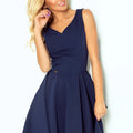 Vestido Evasé com Decote Coração - Azul-Marinho