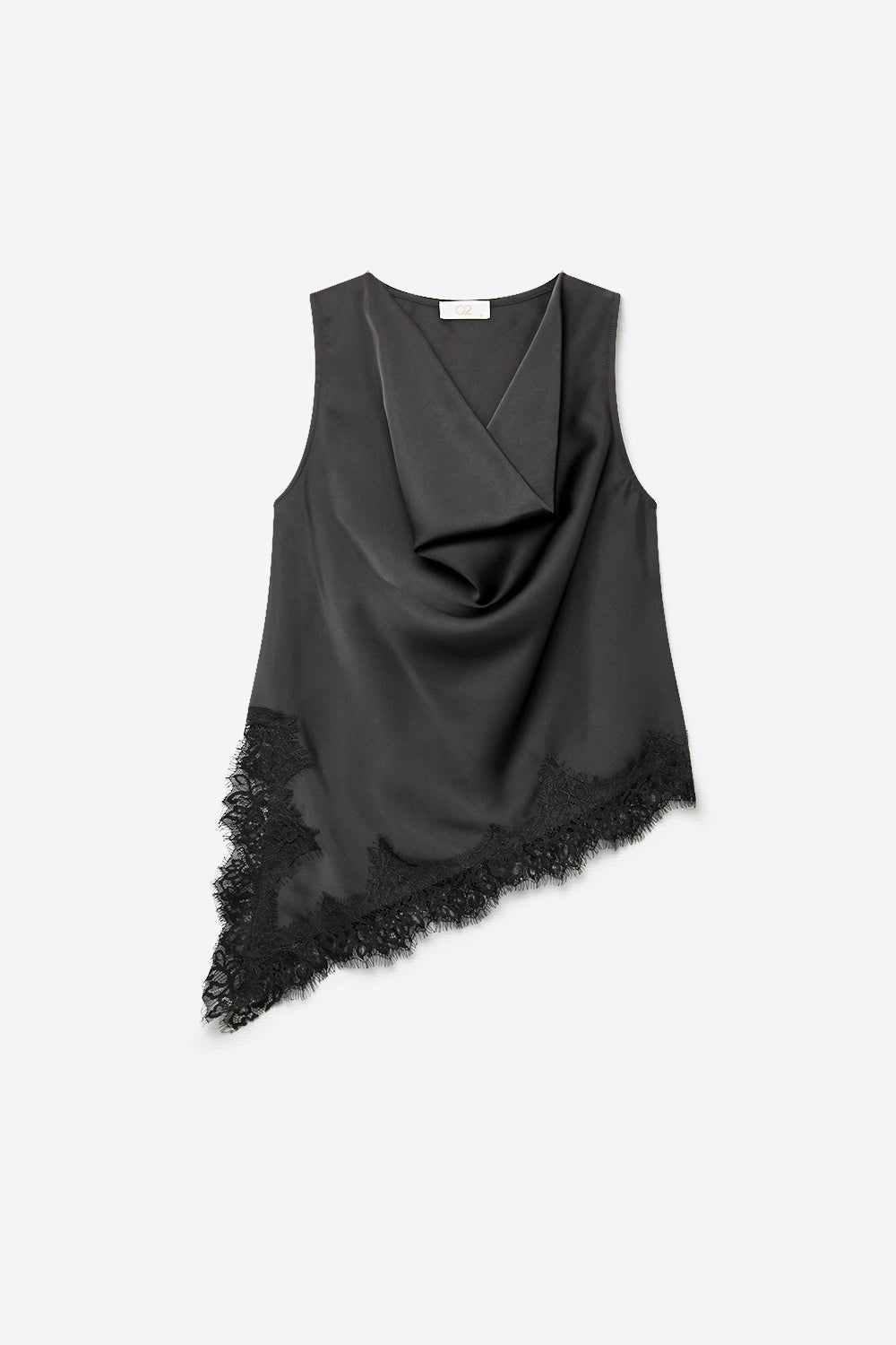Top de Cetim com Renda e Barra Assimétrica - Preto — imagem 8