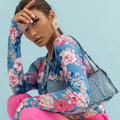 Camisola de Manga Longa SHIRA - Padrão Floral Azul