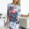 Vestido Desportivo com Laço - Flores sobre Fundo Pedra