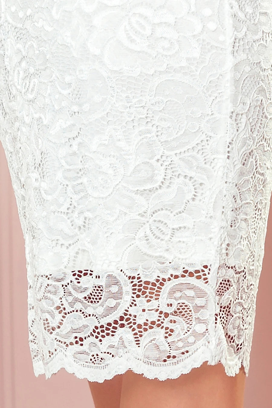 Vestido de renda com mangas longas e decote — Cru — imagem 5