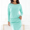 Vestido Sweatshirt com Mangas Longas e Bolsos - Menta