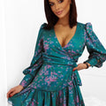 Vestido ANNA - Rosa e Azul-Petróleo
