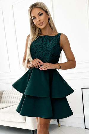 Vestido Evasé LAURA com Renda — Verde — imagem 1