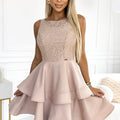 Vestido Evasé LAURA com Renda — Bege — imagem 1
