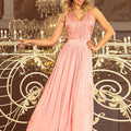 Vestido Longo LEA sem Mangas com Decote Bordado - Rosa Pastel