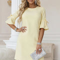 Vestido Trapézio NEVA com Laços nas Mangas - Amarelo Pastel