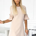 Vestido Trapézio NEVA com Mangas Largas - Bege