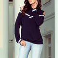Sweatshirt com Ombros Descobertos - Azul Escuro