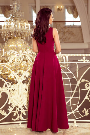 Vestido Longo CINDY com Decote - Bordô