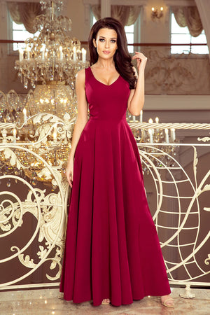 Vestido Longo CINDY com Decote - Bordô