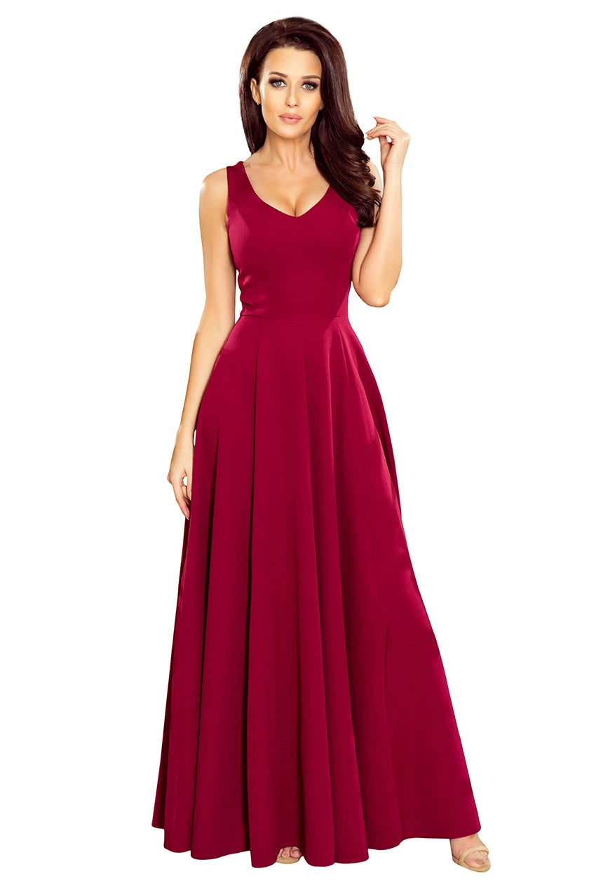 Vestido Longo CINDY com Decote - Bordô