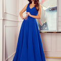 Vestido Longo CINDY com Decote - Azul Clássico