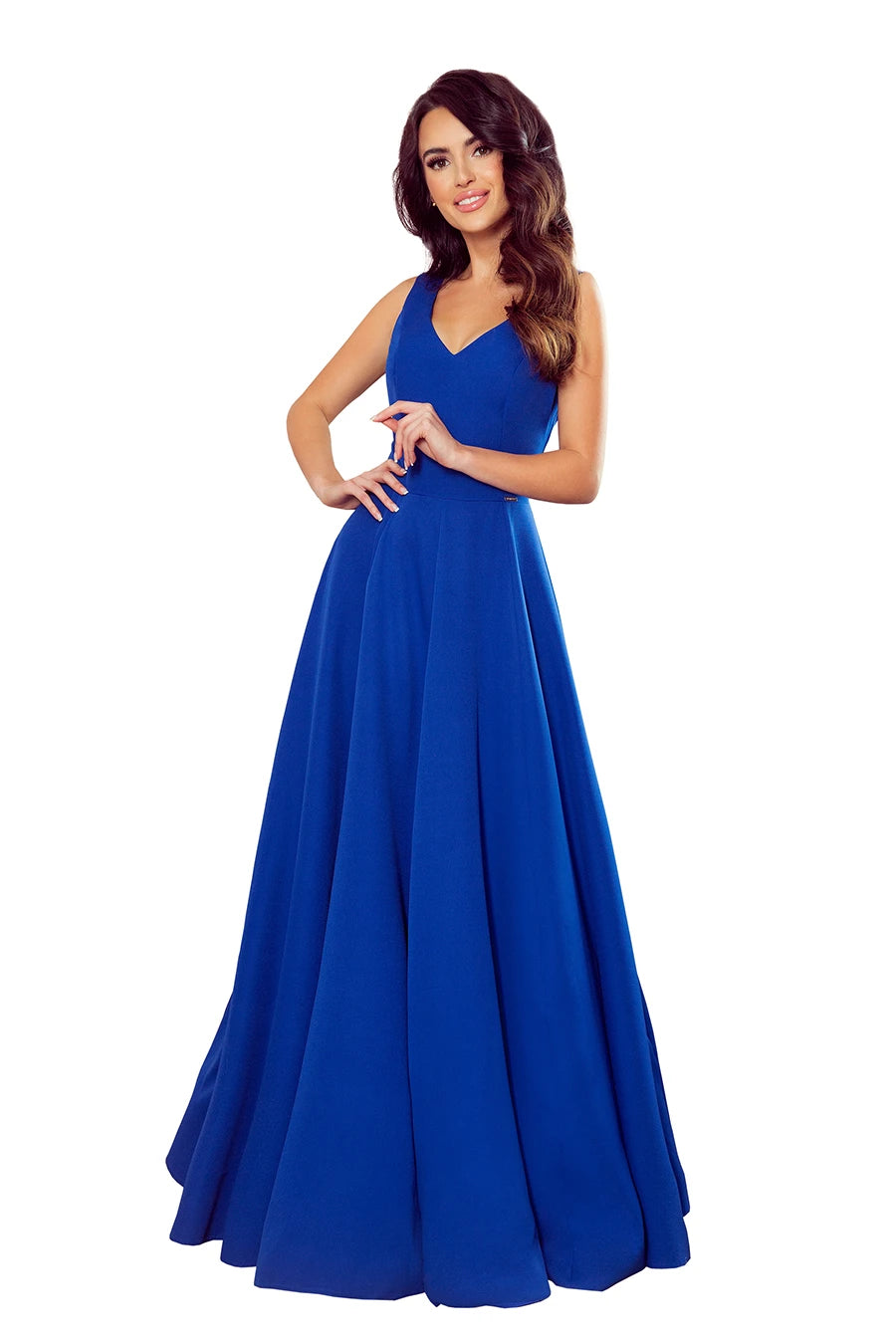 Vestido Longo CINDY com Decote - Azul Clássico