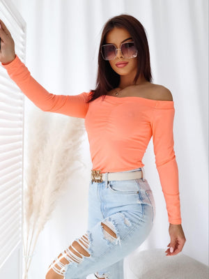 Blusa com Ombros Descobertos - Coral