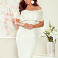 Vestido de Renda com Folhos - Cru – imagem principal