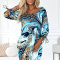 Vestido Oversize SOPHIE com Bolsos - Ondas Azul e Dourado