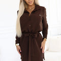 Vestido-Camisa CAMILLE com Cinto - Chocolate