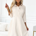 Vestido-Camisa SANDY em Camurça com Cinto - Bege