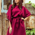 Vestido SOFIA Butterfly com Cintura Ajustada - Bordô